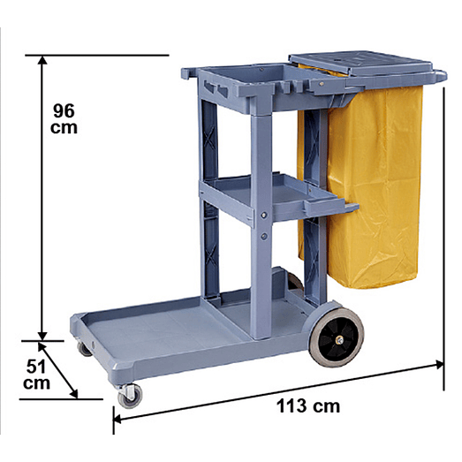 CARRO PORTA UTILES JANITOR CON TAPA Y BOLSA AMARILLA SOIN 2