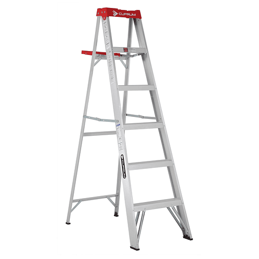 ESCALERA DE ALUMINIO TIJERA 6 PELDAÑOS 150 KILOS CUPRUM 1