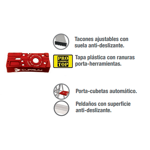 PISO ESCALERA ALUMINIO TIJERA 3 PELDAÑOS 0.87 M. CUPRUM 6