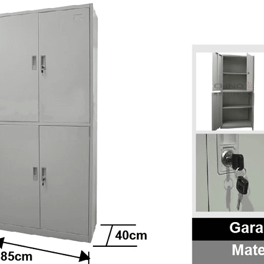ARMARIO LOCKER METALICO 4 PUERTAS CON REPISAS 185 CM TECNOPLUS 3