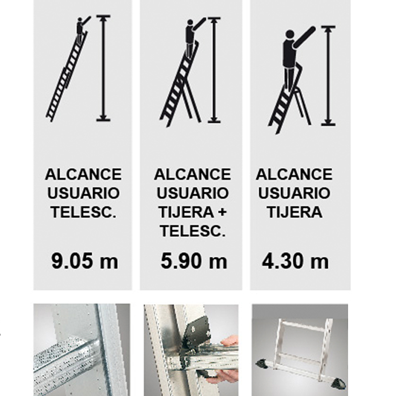 ESCALERA ALUMINIO TIJERA TELESCOPICA 9.05 M HAILO 3