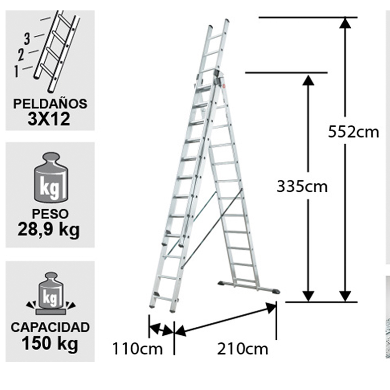 ESCALERA ALUMINIO TIJERA TELESCOPICA 9.05 M HAILO 2