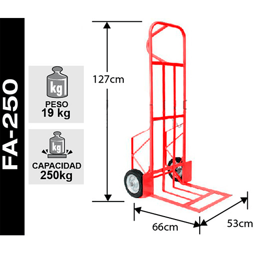 CARRO DE CARGA YEGUA ACERO MAXI 250 KG TECNOPLUS 2