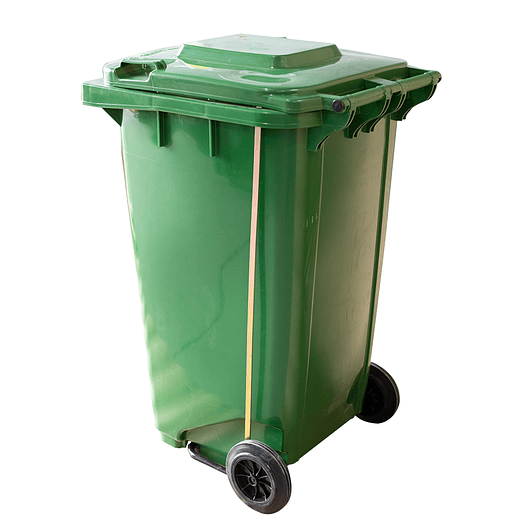 CONTENEDOR DE BASURA VERDE CON TAPA Y PEDAL 240 L 4