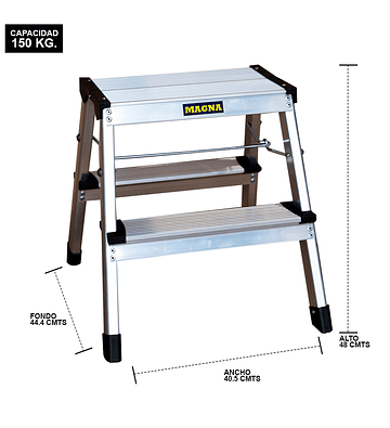 PISO ESCALERA PLEGABLE 2 PELDAÑOS ALUMINIO MAGNA