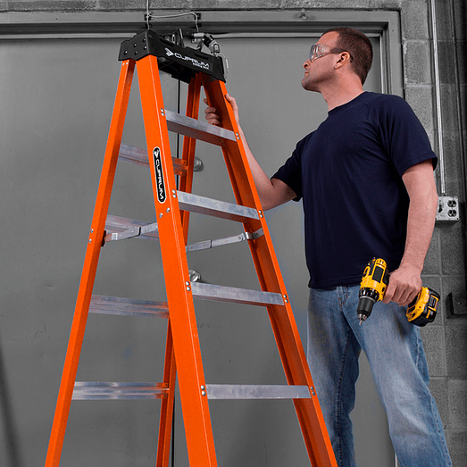 ESCALERA TIJERA FIBRA DE VIDRIO 10 PELDAÑOS TAPA PRO TOP CUPRUM 4