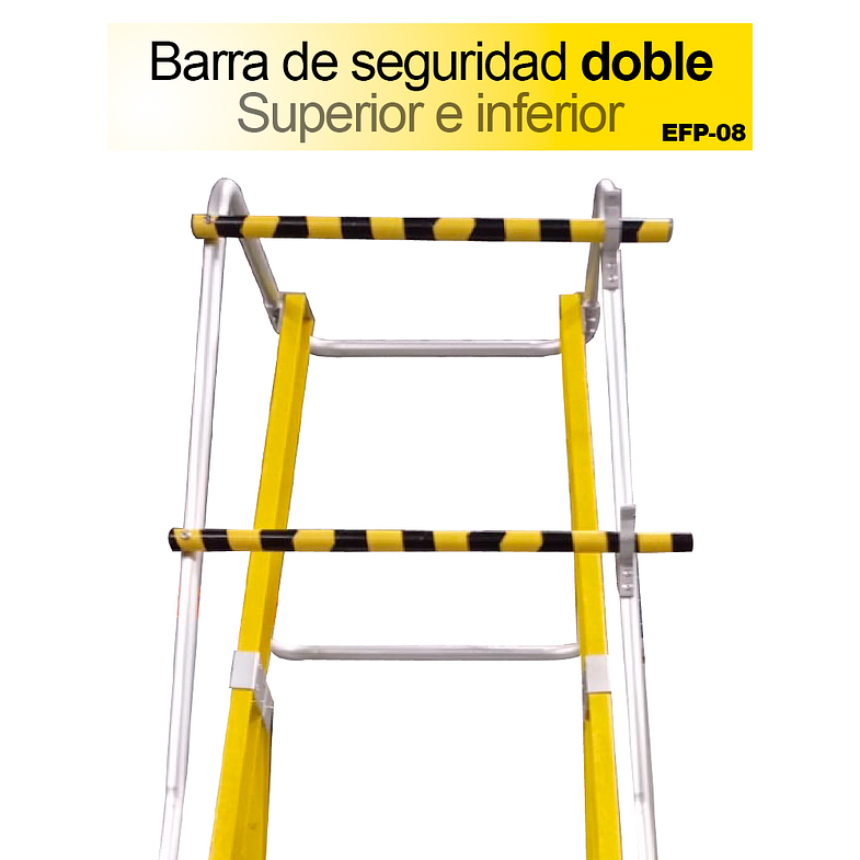 ESCALERA FIBRA DE VIDRIO PLATAFORMA CON BARANDA DOBLE 8 PELDAÑOS MAGNA 4