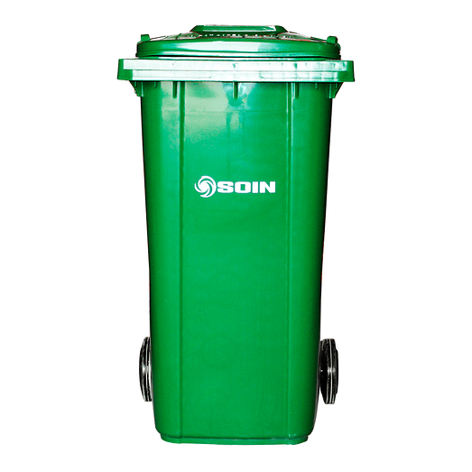 CONTENEDOR DE BASURA VERDE CON RUEDAS 120 L SOIN 3