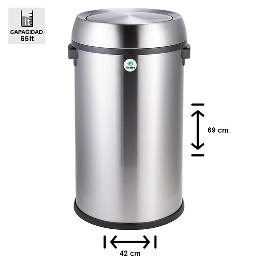 BASURERO ACERO INOXIDABLE CON TAPA GIRATORIA 65 L SOIN 2