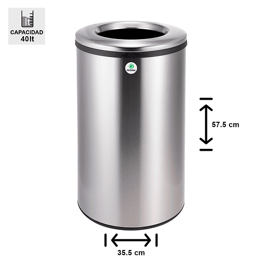 BASURERO ACERO INOXIDABLE CON CUBO INTERIOR 40 L SOIN 2