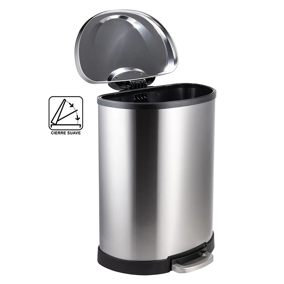 BASURERO ACERO INOXIDABLE CON PEDAL 50 LTS SOIN