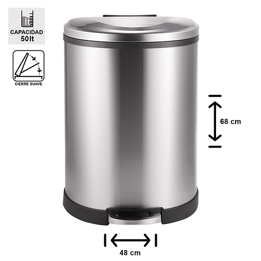 BASURERO ACERO INOXIDABLE CON PEDAL 50 L SOIN 2