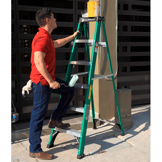 ESCALERA FIBRA VIDRIO TIJERA 6 PELDAÑOS 1.86 MTS 175 KG CUPRUM 3