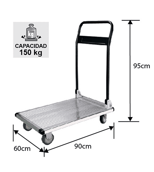 CARRO ALUMINIO MANGO ABATIBLE Y PLEGABLE 150 KG.