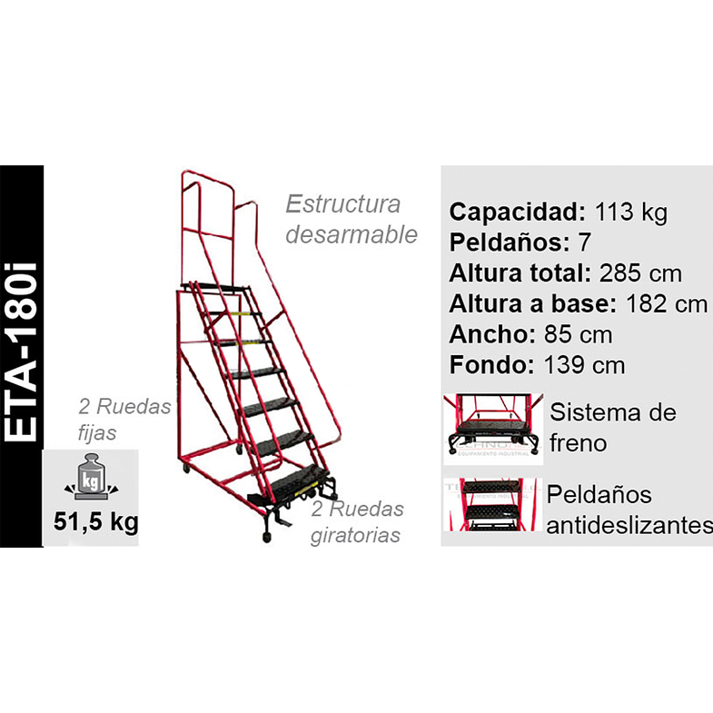 ESCALERA TIPO AVIÓN 1.8 M IMPORTADA TECNOPLUS 2