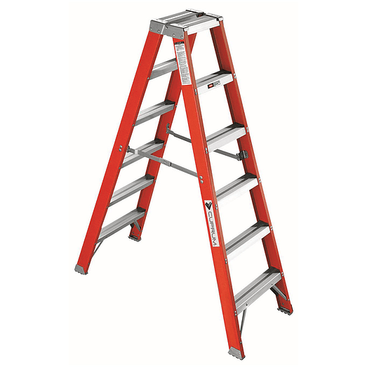 ESCALERA FIBRA VIDRIO TIJERA DOBLE ACCESO 6 PELDAÑOS CUPRUM 1