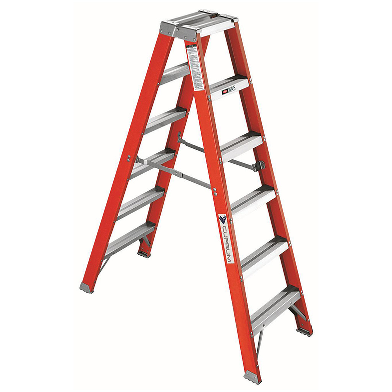 ESCALERA FIBRA VIDRIO TIJERA DOBLE ACCESO 6 PELDAÑOS CUPRUM 1