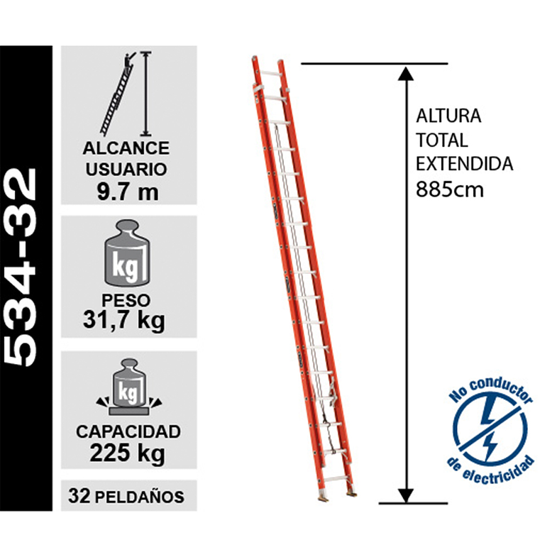 ESCALERA FIBRA VIDRIO TELESCOPICA 8.84 M. CUPRUM 2