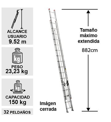 ESCALERA DE ALUMINIO TELESCOPICA 32 PELDAÑOS CUPRUM