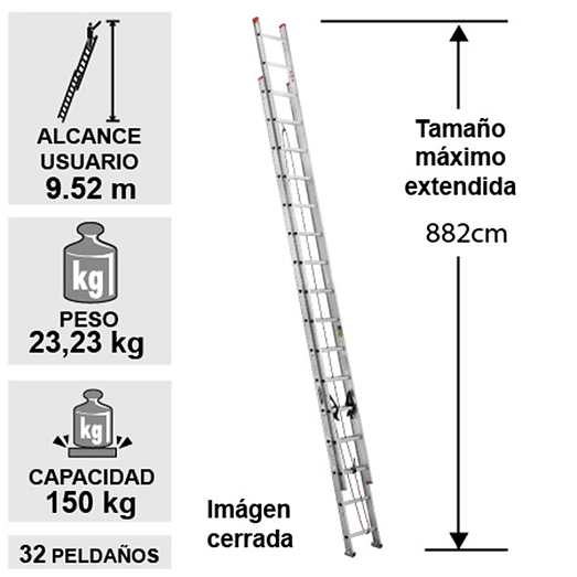 ESCALERA DE ALUMINIO TELESCOPICA 32 PELDAÑOS CUPRUM 2