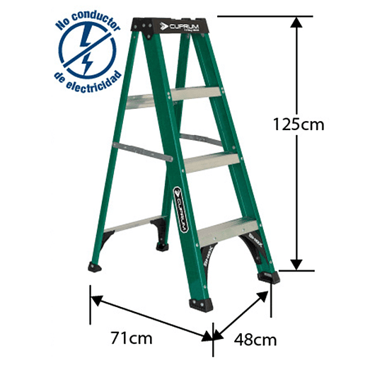 ESCALERA FIBRA VIDRIO TIJERA 1.22 M. 4 PELDAÑOS CUPRUM 2