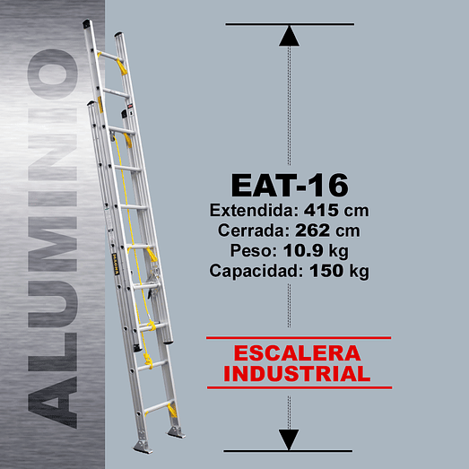 ESCALERA TELESCOPICA ALUMINIO 16 PELDAÑOS 150 KG MAGNA 2