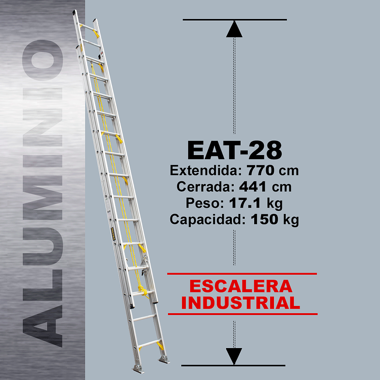 ESCALERA TELESCOPICA ALUMINIO 28 PELDAÑOS 150 KG MAGNA 2