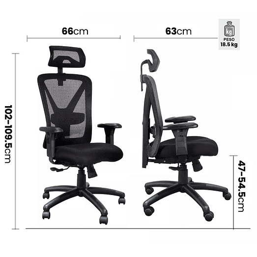  SILLA GERENCIAL BASE NYLON ERGONOMICA TECNOPLUS 2