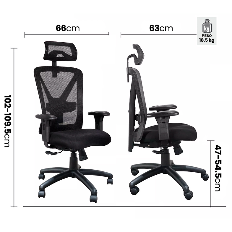  SILLA GERENCIAL BASE NYLON ERGONOMICA TECNOPLUS 2