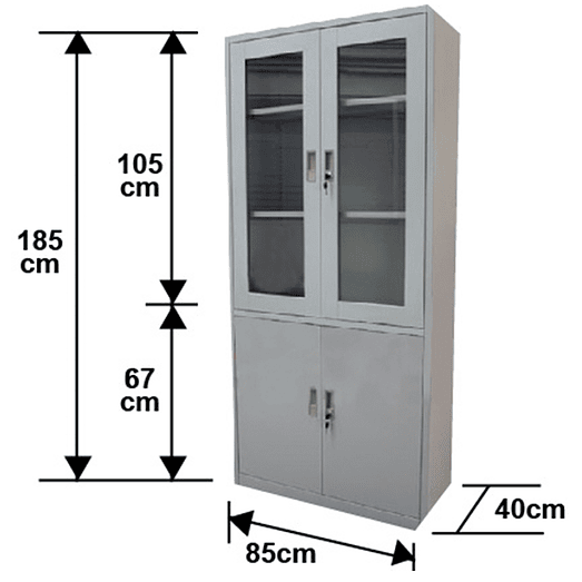 ARMARIO LOCKER METALICO 4 PUERTAS CON VITRINA 185 CM 2