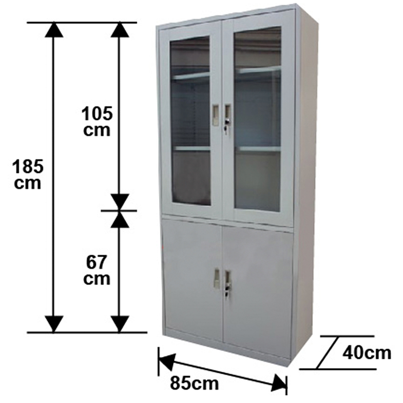 ARMARIO LOCKER METALICO 4 PUERTAS CON VITRINA 185 CM 2