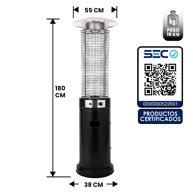 ESTUFA DE PATIO EXTERIOR CILINDRO 13 KW 2