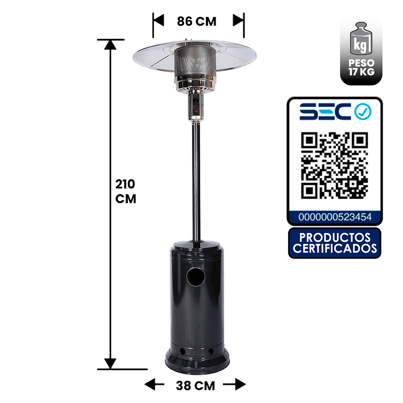 ESTUFA DE PATIO EXTERIOR SOMBRERO 13 KW 2