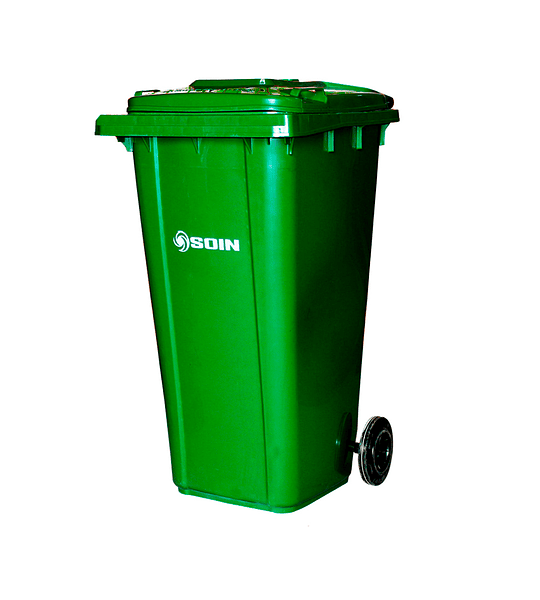 CONTENEDOR DE BASURA VERDE CON RUEDAS 120 L SOIN