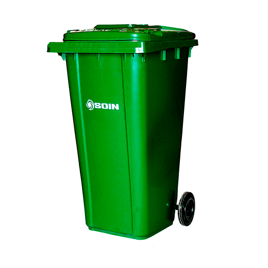 CONTENEDOR DE BASURA VERDE CON RUEDAS 120 L SOIN 1