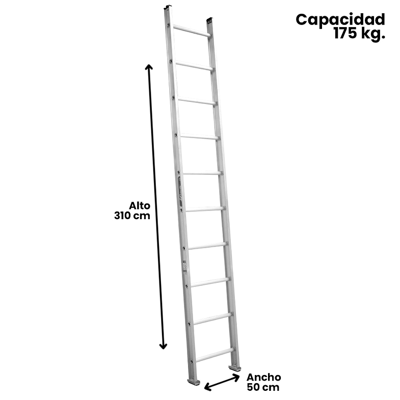 ESCALERA RECTA SIMPLE ALUMINIO 10 PELDAÑOS LOUISVILLE 2