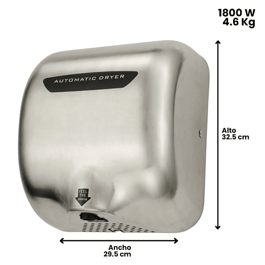 SECADOR DE MANOS ACERO INOX 1800W 2
