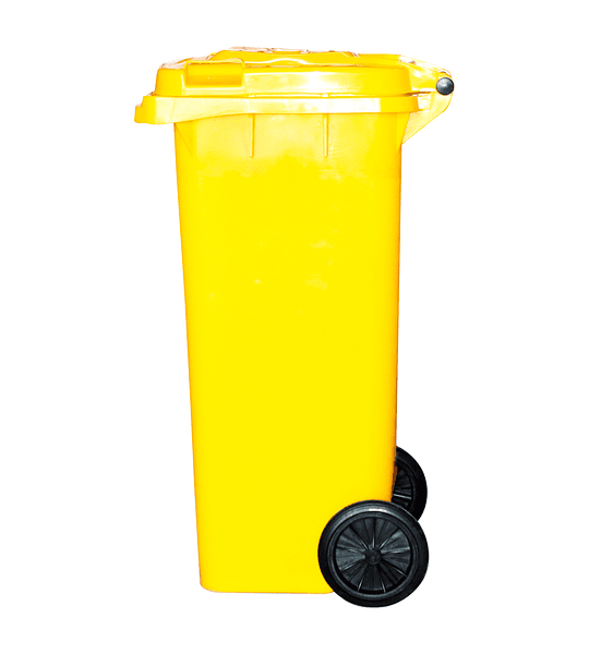 CONTENEDOR DE BASURA AMARILLO CON RUEDAS 120 L SOIN