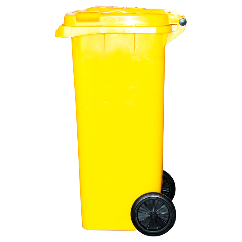 CONTENEDOR DE BASURA AMARILLO CON RUEDAS 120 L SOIN 4