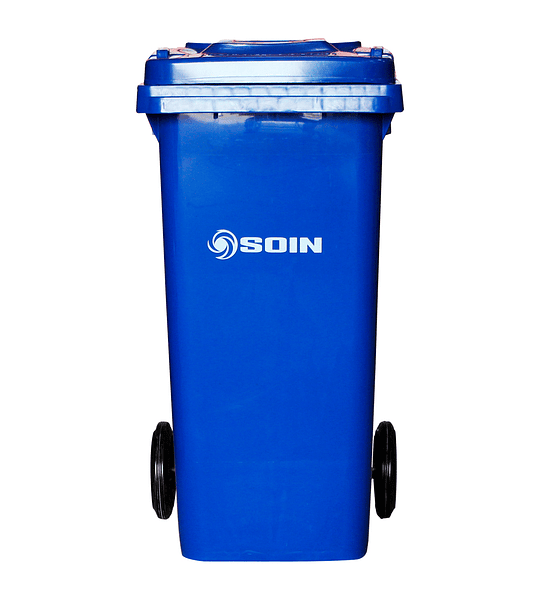 CONTENEDOR DE BASURA AZUL CON RUEDAS 120 L SOIN