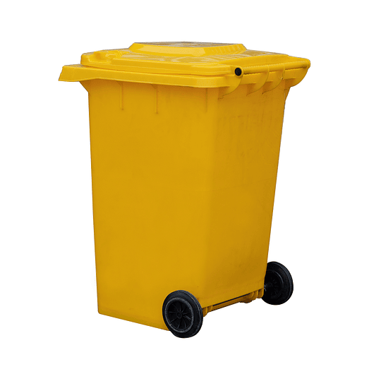 CONTENEDOR DE BASURA AMARILLO CON RUEDAS 360 L SOIN 3