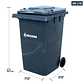 CONTENEDOR DE BASURA GRIS CON RUEDAS 360 L SOIN - Miniatura 2