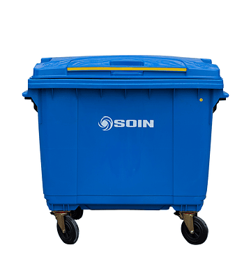 CONTENEDOR DE BASURA AZUL CON RUEDAS 660 L SOIN