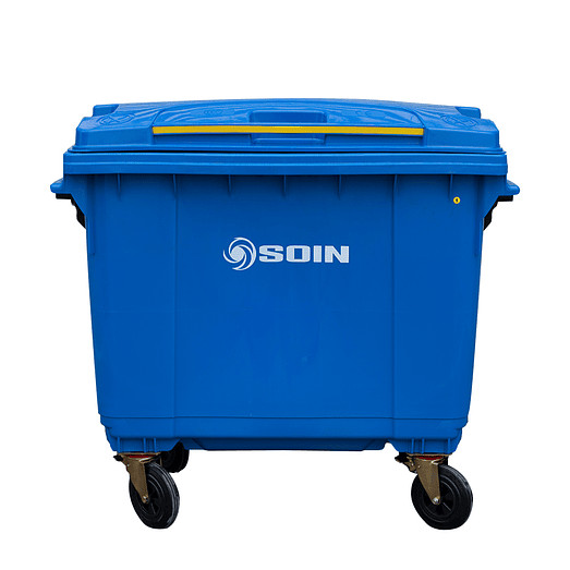 CONTENEDOR DE BASURA AZUL CON RUEDAS 660 L SOIN 1