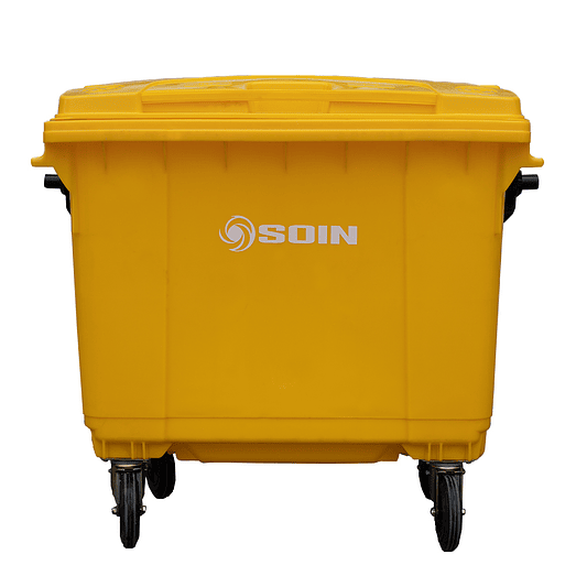 CONTENEDOR DE BASURA AMARILLO CON RUEDAS 660 L SOIN 1