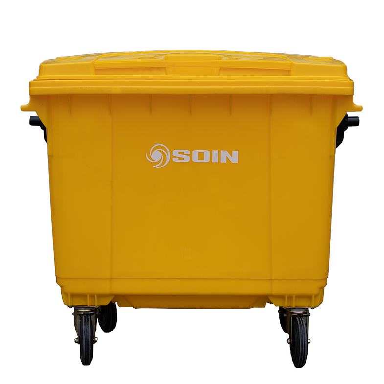 CONTENEDOR DE BASURA AMARILLO CON RUEDAS 660 L SOIN 1