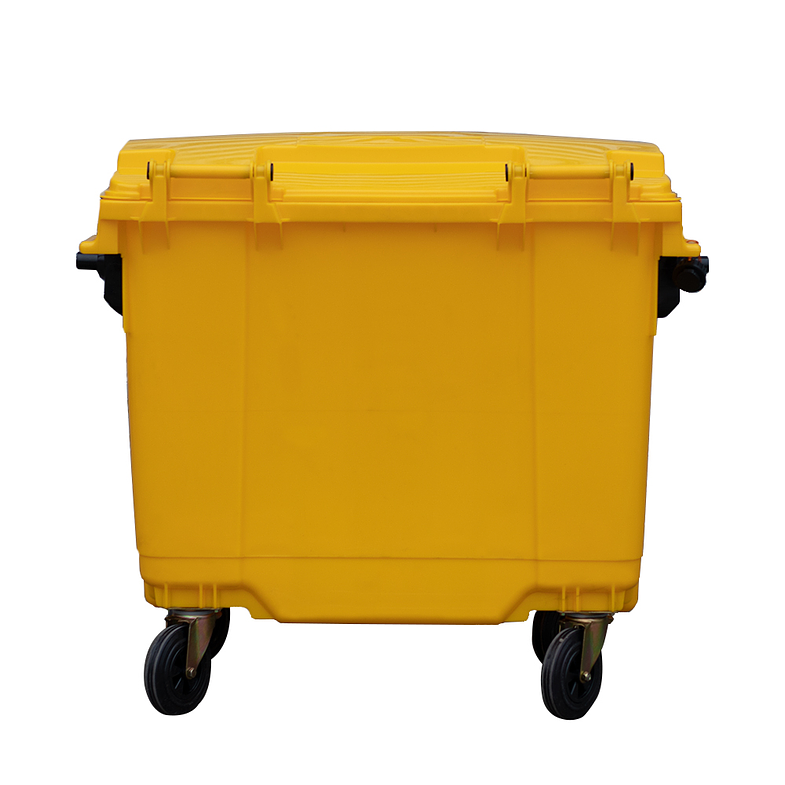 CONTENEDOR DE BASURA AMARILLO CON RUEDAS 660 L SOIN 3