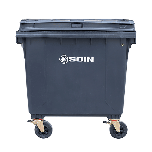 CONTENEDOR DE BASURA GRIS CON RUEDAS 1100 L SOIN 1