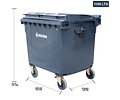 CONTENEDOR DE BASURA GRIS CON RUEDAS 1100 L SOIN