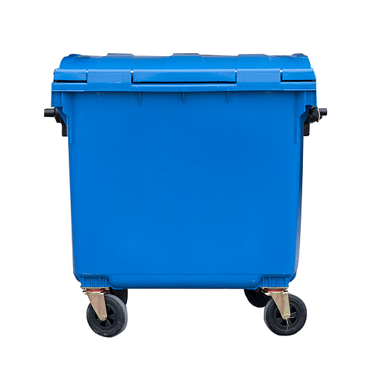CONTENEDOR DE BASURA AZUL CON RUEDAS 1100 L SOIN 3